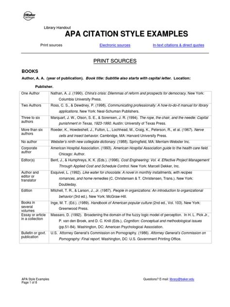 Apa Citation Style Examples | PDF | American Psychological Association | Citation