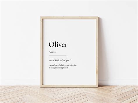 Oliver Name Meaning Print Name Print Wall Art Minimalist | Etsy