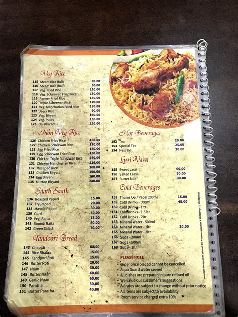 Menu at Atithi Farmhouse, Kashid