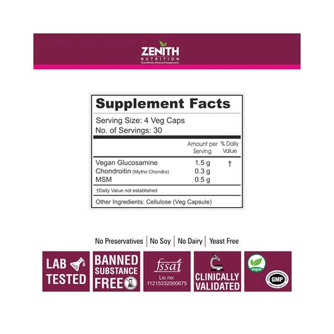 Zenith Nutrition Joint Expert Glucosamine Chondroitin with MSM Capsules ...