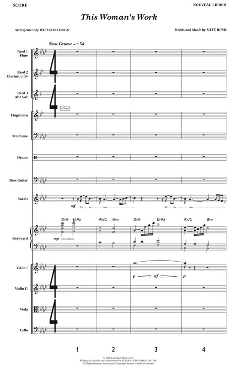 This Woman's Work - Score Only (arr. William Longo) by Kate Bush Sheet ...