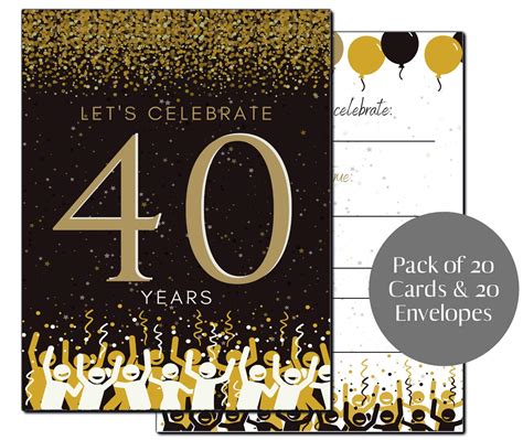 Elcer 40th Birthday Party Invitations 40 Years Celebration Happy ...