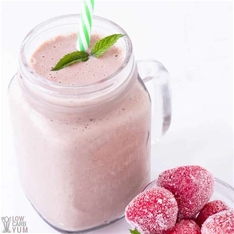 Strawberry Almond Milk Protein Shake - Low Carb - Low Carb Yum