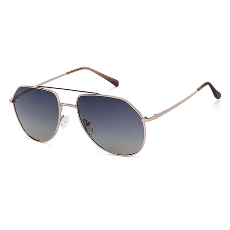 Buy Gold Brown Blue Gradient Full Rim Aviator Vincent Chase Polarized ...