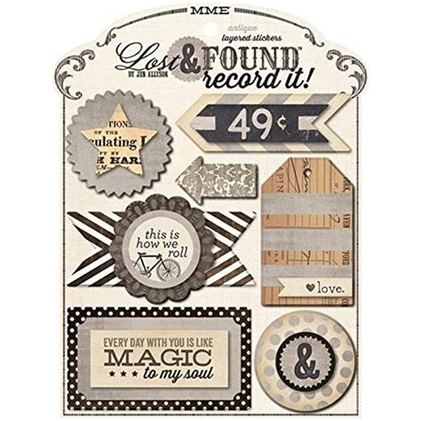 Buy My Minds Eye Lost and Found Record it Layered Stickers, Antique ...