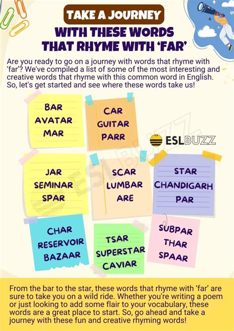 Words that Rhyme with Far - A Guide for English Learners - ESLBUZZ