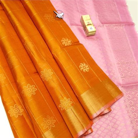Threaded Majesty Artistic Orange Kanchi Silk Work Saree – Rashmiwala ...