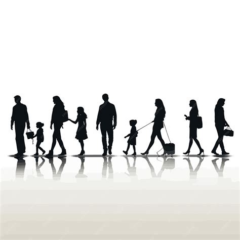 Premium Vector | Black_silhouettes_of_families_in_walking_vector
