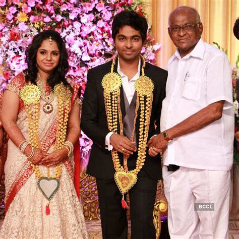 SP Muthuraman during the wedding reception of GV Prakash Kumar and ...