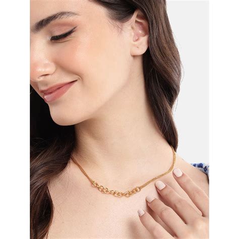 Buy Carlton London 18Kt Gold Plated Double Chain Link Necklace Online