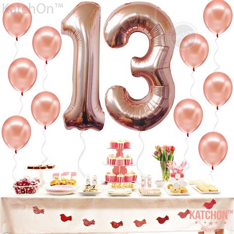 Rose Gold 13 Balloon Numbers - Large 40 Inch | Rose Gold Latex Balloons ...