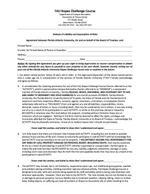 Fillable Online fau online liability form and medical history Fax Email ...