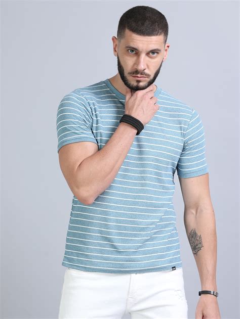 Shop Blue and White Striped T-Shirt Online India – Bushirt