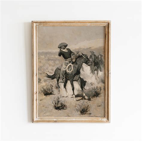PRINTABLE Vintage Western Cowboy Print - Rustic Oil Painting Wall Art - Americana Country ...