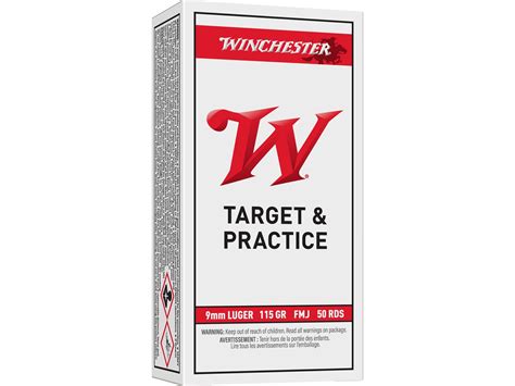 Winchester White Box USA Target & Practice 9mm Luger Ammo 115 Grain