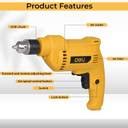 Deli DL-DZ10-E3 500W Corded Electric Drill 0-3300RPM No-Load Speed 220 ...