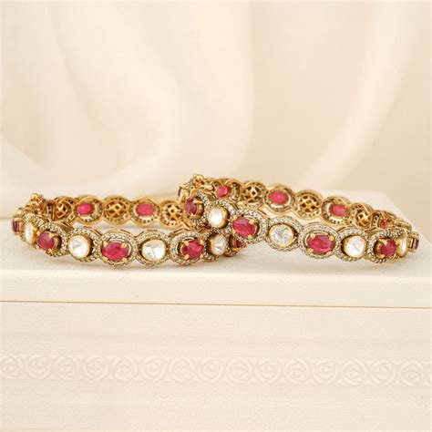 Gold Plated Silver Bangles with Stone | Silver Navarathana Stone ...