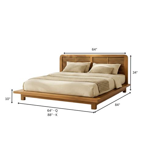 Karui Luxury Solid Oak Wood Platform Bed with Stilted Headboard ...