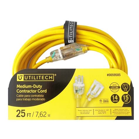 Utilitech Pro 25-ft 14 / 3 3 Prong Yellow Outdoor SJTW Medium Duty ...