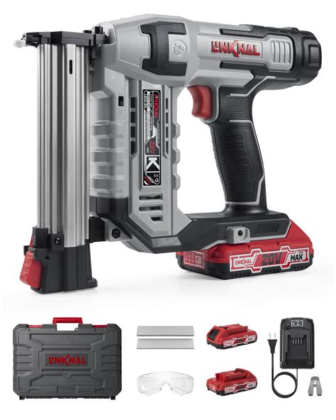 Electric Nail Gun, LINKNAL Cordless Brad Nailer Battery Powered,18 ...