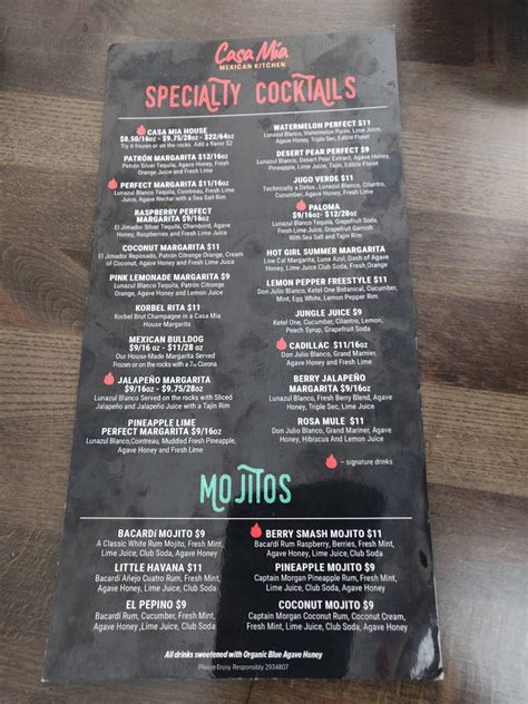 Menu at Casa Mia Mexican Kitchen restaurant, St. Peters, 235 Jungermann ...