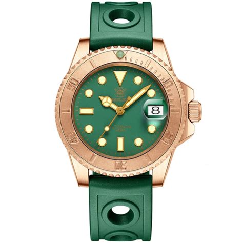 Steeldive SD1953S Bronze Sub Men Watch With Green Holer Rubber Strap ...