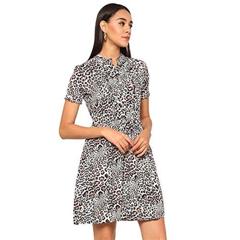 Buy Valbone Women's Half Sleeve Jacquard Regular Fit Black Animal ...