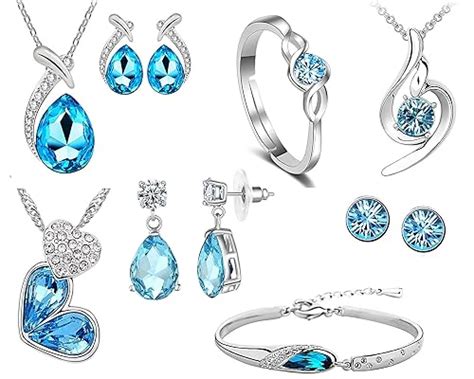 Om Jewells Gold And Rhodium Plated Crystal Jewellery Pendant Set - Drop ...