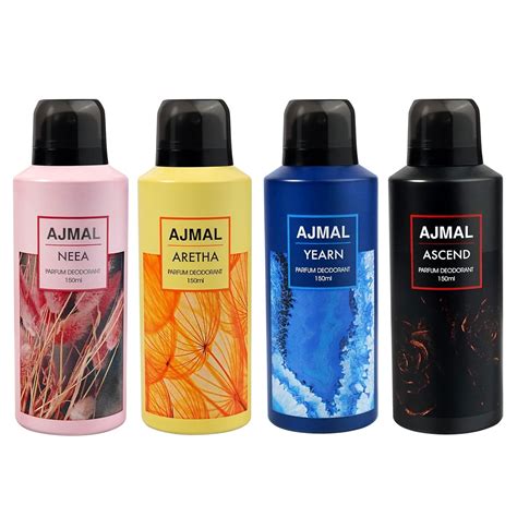 Ajmal Neea, Aretha, Yearn and Ascend Deodorant Perfume 150ML Each Long ...