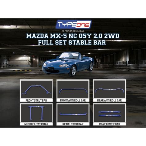 TYPE ONE Mazda MX5 2005 - 2020 front side rear middle anti Struct roll bar torsion lower bodykit ...