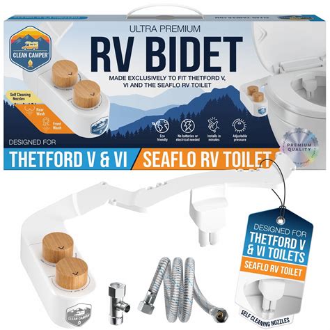 Clean Camper RV Bidet Custom Designed for Thetford V, VI & SeaFlo RV Toilets | Complete Kit w ...