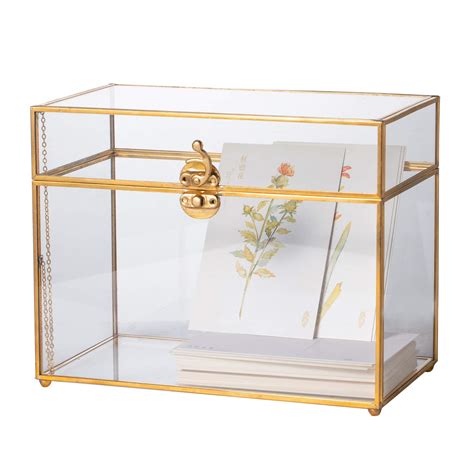 Buy NCYP 10" Glass Card Box Large Geometric Terrarium Gold Handmade ...
