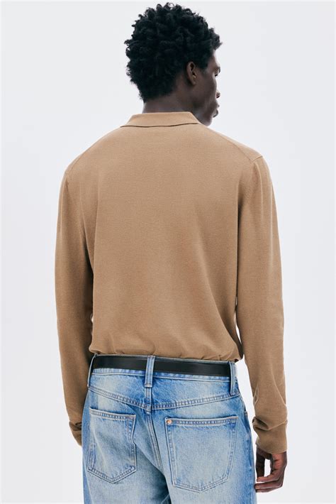 Regular Fit Fine-knit polo shirt - Dark beige - Men | H&M IN