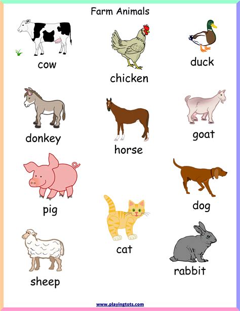Free Printable Farm Animals Chart keywords:toddler,preschool,kids,learn | Free Printable for ...