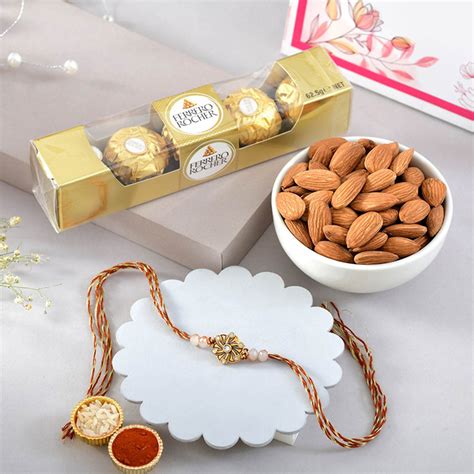 Rakhi with Almonds & Ferrero Rocher Combo | YummyCake