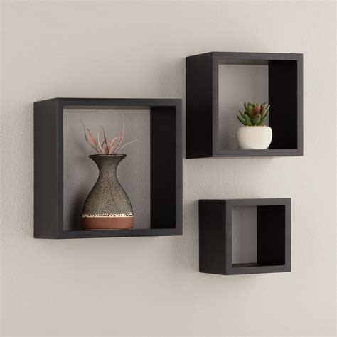 Gallery Solutions 3-Piece Nested Cubes, Black - Walmart.com | Wall ...