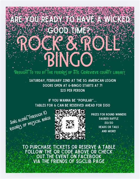 Rock & Roll Bingo, American Legion Auxiliary Ste. Genevieve Unit 150 ...