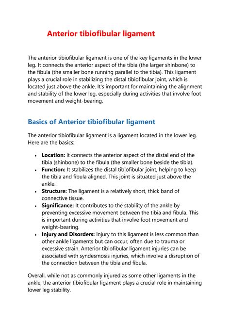 SOLUTION: Anterior tibiofibular ligament - Studypool
