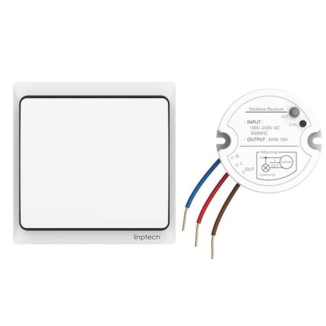 Self-Powered Wireless Light Switch and Receiver Kit, Linptech Remote ...