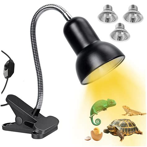 Togetdream Tortoise Heat Lamp 360 Rotatable Reptile Basking Lamp Clamp ...