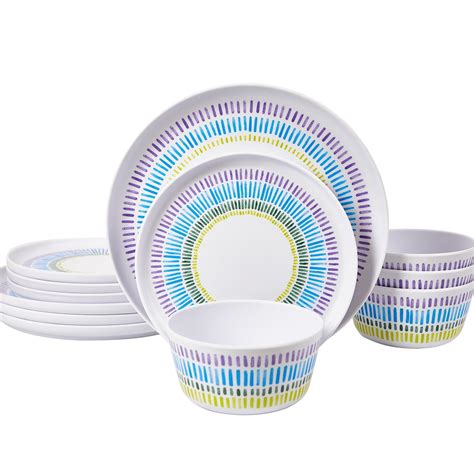 Melamine Dinnerware Set of 12 Pcs Dinner Dishes Set Bowls and Plates ...