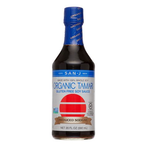 San-J Organic Tamari Gluten Free Soy Sauce, Reduced Sodium, 20 Fl Oz ...