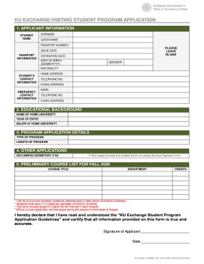 Fillable Online konkuk university exchange/visiting student program ...