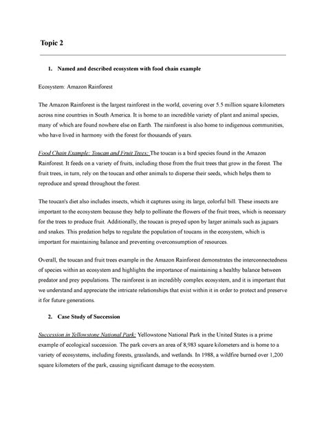 ESS CASE Studies - Topic 2 Named and described ecosystem with food ...