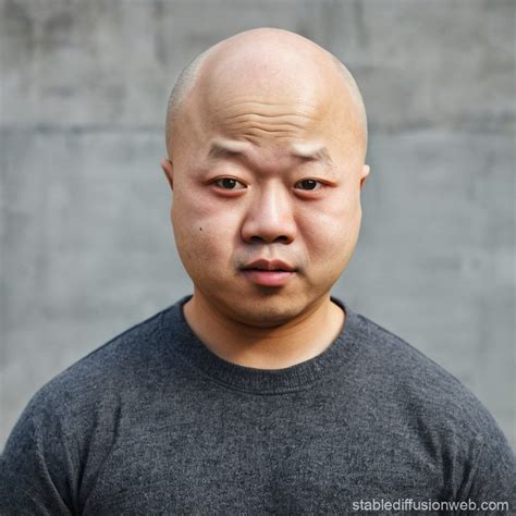 Bald Asian Man with Down Syndrome | Stable Diffusion Online