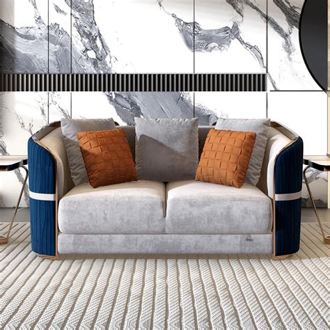 Buy Mirage Nine Seater Fog Grey Chenille Fabric Sofa at Durian