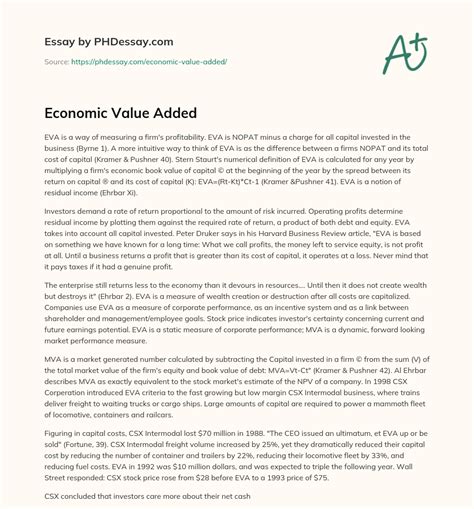 Image result for Economic Value Added Example