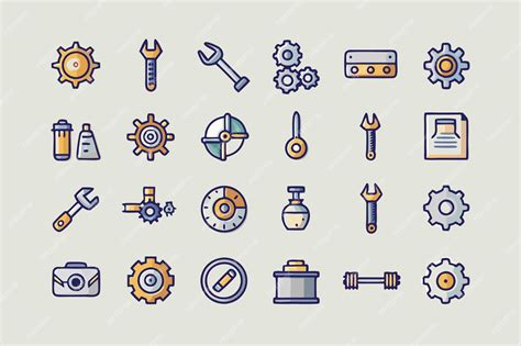 A collection of different icons including a set of tools and tools ...