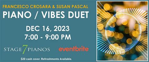 Piano / Vibes Duet in concert, Stage 7 Pianos, Kirkland, 16 December ...