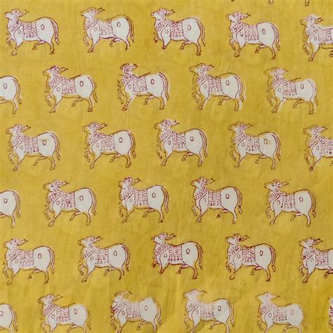 Pure Cotton Jaipuri Light Yellow With Moo Hand Block Print blouse piec ...
